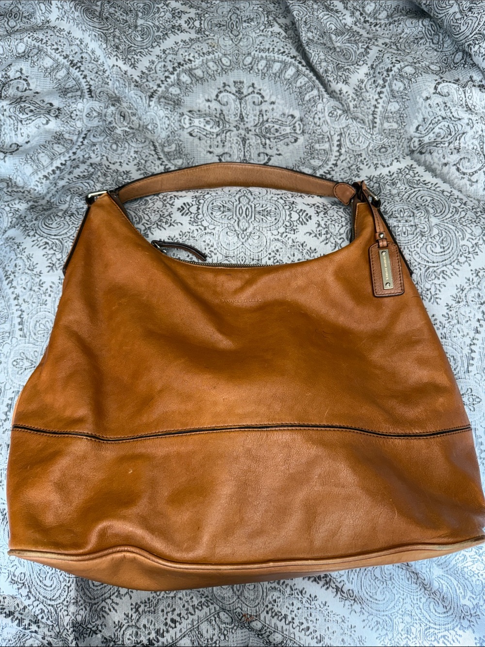 Banana Republic Tan Leather Shoulder Hobo Bag - 8x12x14.5